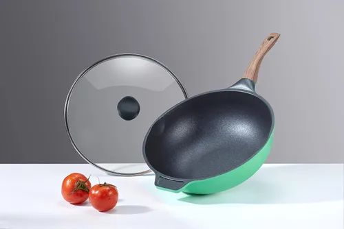 Concord Utensilios de cocina antiadherentes de 13 pulgadas INOBLE Wok Sartén para freír. Revestimiento inoble japonés prémium (Matcha)