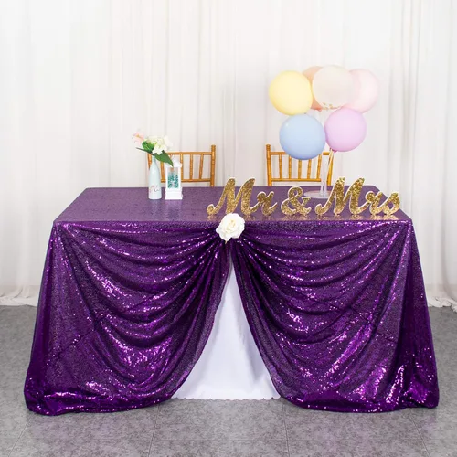 Miniatura 25 de ShinyBeauty Mantel Cuadrado Pequeño de 36 x 36 Pulgadas Mantel de Lentejuelas Azul Bebé Cubierta de Mesa con Purpurina Superposición Cuadrada