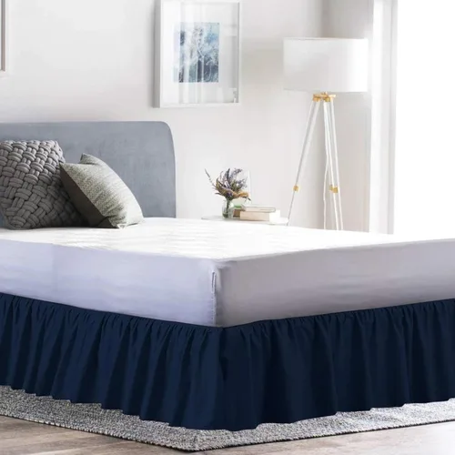 Miniatura 15 de Falda de cama individual negra para falda de cama con volantes con caída de 16 pulgadas, tela de tres lados ajustable con volantes suaves y sedosos