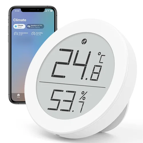 Qingping Termómetro Higrómetro Sensor Funciona con HomeKit (Solo Funciona con iOS), Monitor Inalámbrico de Temperatura y Humedad Interior con