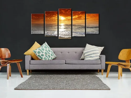 Miniatura 4 de Wieco Art, 5 paneles con hermosas vistas en alta definición en lienzos estirados y enmarcados. Lienzos de arte moderno de pared para decoración