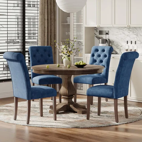 Miniatura 17 de MALOL Parsons - Juego de 4 sillas de comedor tapizadas copetudas, sillas de cocina con asiento acolchado y patas de madera maciza, sillas laterales