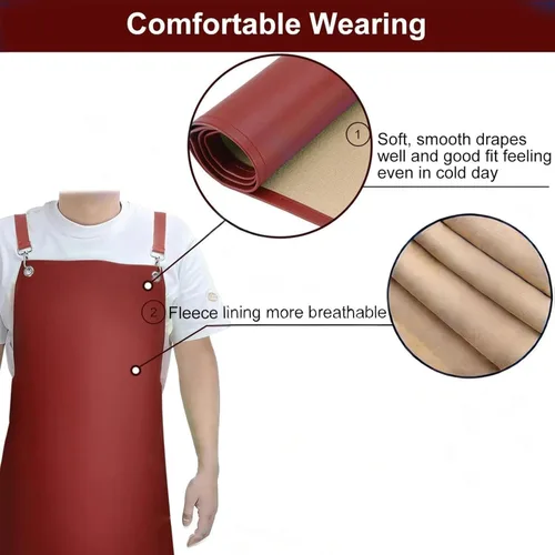 Miniatura 6 de SHEOMERN Delantales de goma impermeables para mujer, delantal de vinilo resistente para lavavajillas, correa trasera cruzada ajustable para Rojo