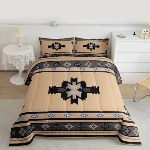 Miniatura 27 de Feelyou Juego de edredón geométrico del suroeste para niños y niñas, edredón nativo del suroeste, tamaño individual, juego de ropa de cama
