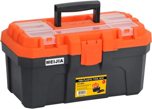 Miniatura 9 de MEIJIA Caja de almacenamiento portátil de herramientas, organizadores con pestillos plegables (negro y naranja) (12 x 5.9 x 3.94 pulgadas)