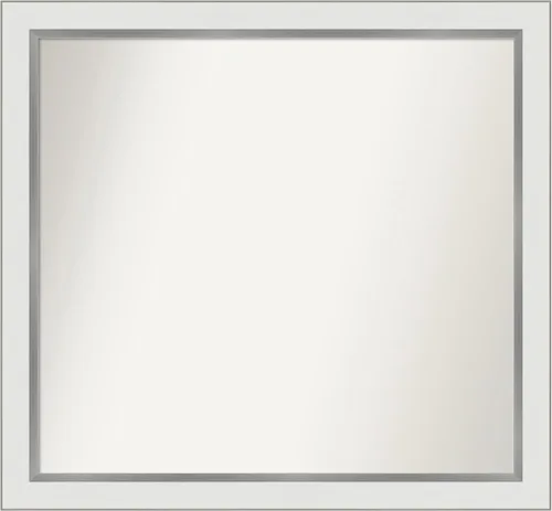 Miniatura 138 de Amanti Art Espejo de baño blanco para sobre el fregadero, 30 x 35 pulgadas, espejo de tocador rectangular estrecho de Eva de oro blanco, marco