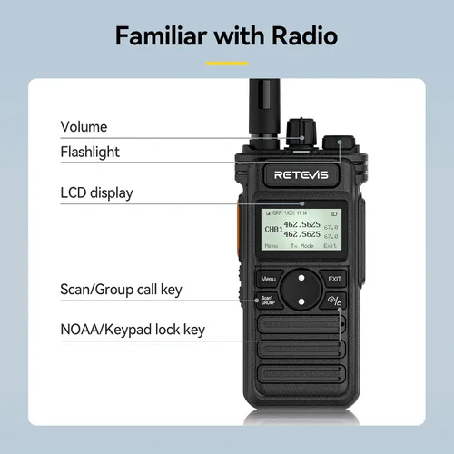 Miniatura 9 de Retevis Radio bidireccional RT86S de largo alcance, radio de emergencia Walkie Talkie con pantalla LCD, NOAA, alta potencia, radio de 2 vías GMRS