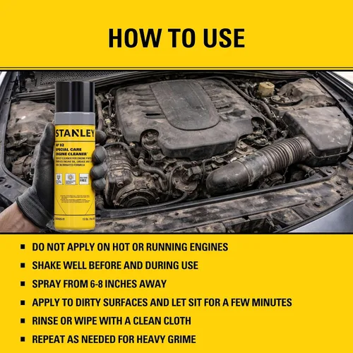Miniatura 4 de STANLEY AP 92 Aerosol limpiador de motor - 12x12 onzas líquidas, desengrasante para automóviles, uso en espacios reducidos, no corrosivo - 1 paquete