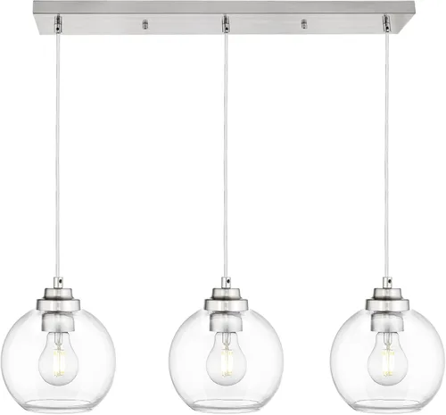 Miniatura 18 de Lámpara Colgante Moderna de Oro Pulido, Lámpara Colgante de Globo de 18 cm de Siglo Medio con Vidrio Transparente para Isla de Cocina, Comedor