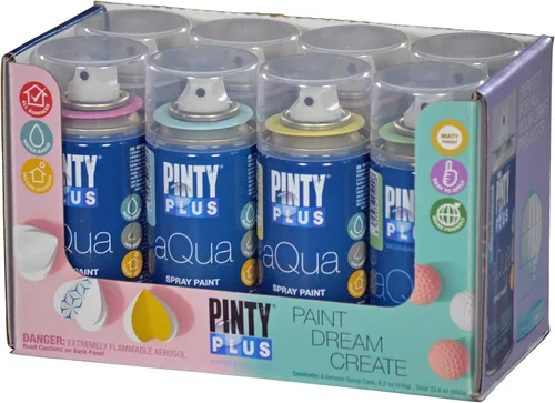 Miniatura 10 de Pintyplus Aqua Mini pintura en aerosol - Juego de 8 latas a base de agua de 4.2 onzas. Acabado ultra mate. Perfecto para artes y manualidades.