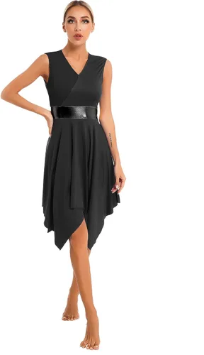 Miniatura 106 de easyforever Vestido de baile sin mangas con bloques de color para mujer, alabanza litúrgica, ropa de baile lírico, vestido de bata de adoración