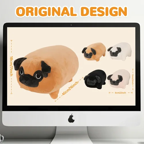 Miniatura 4 de MMguai Peluche Suave de Bulldog Lindo Bulldog Francés Animales de Peluche con 4 Peluches de Cachorro Bebé en su Barriga, Almohada Blanda Grande