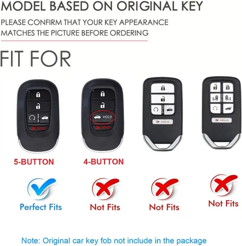 Miniatura 2 de Funda de cuero genuino para llavero de 5 botones para Honda Civic Accord Pilot CRV Pilot HRV 2022 2023 2024 2025 (azul)