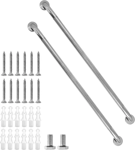 Miniatura 26 de Barra de agarre para ducha, paquete de 2 barras de agarre de baño gris de 12 pulgadas, barras de agarre antideslizantes de acero inoxidable 304