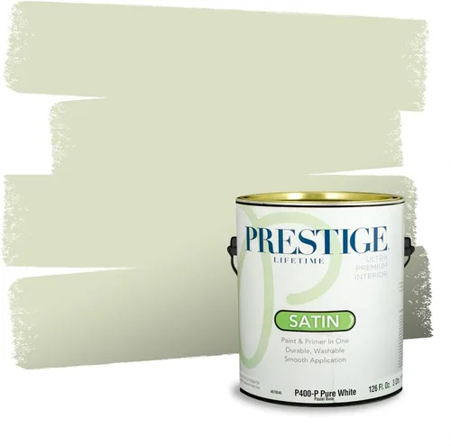 Miniatura 219 de Prestige Paints - Pintura exterior e imprimación en uno, 1 galón, plano, compatibilidad comparable con el color menta «Whipped Mint» de Behr