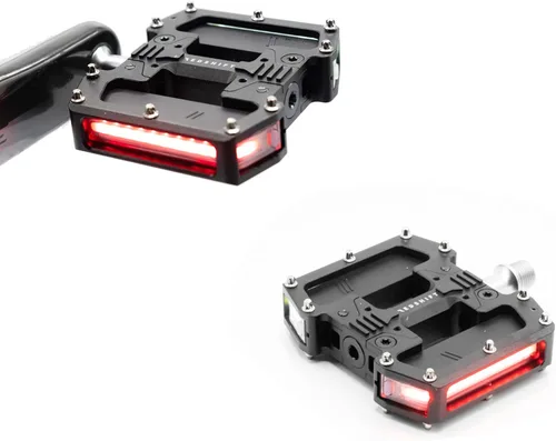 REDSHIFT ARCLIGHT PRO Pedales planos de bicicleta con luces LED, encendido y apagado automático, batería de más de 36 horas, recargable por USB,