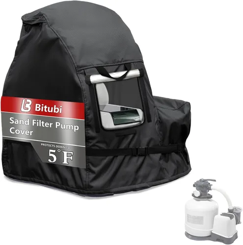 Bitubi Cubierta de invierno para bomba de filtro de arena con forro de felpa, cubierta impermeable para bomba de piscina, protege de la nieve severa