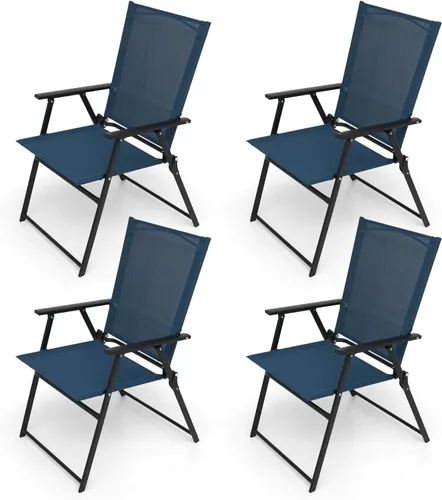 Miniatura 7 de Anmutig 2 sillas plegables rojas para patio al aire libre con respaldo alto, reposabrazos ligeros