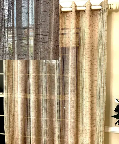 Miniatura 12 de Ikiriska Cortina de lino transparente extra larga (1 panel) hecha a medida de 12 13 14 15 16 17 18 20 24 pies 2 pisos gris, beige, blanco, crema