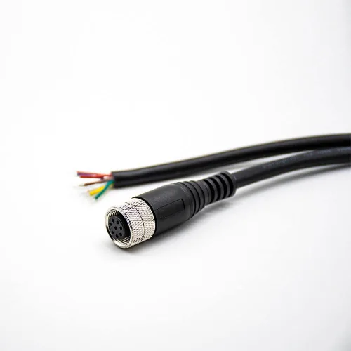 Miniatura 51 de Elecbee Cable M12 A-Code Conector recto de cabeza hembra individual Cable eléctrico de enchufe de aviación (cable de 12 pines 1M/3.3 pies)