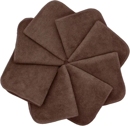 Miniatura 2 de Paño de limpieza de microfibra, paños de cocina marrones, 12 x 12 pulgadas, paquete de 8