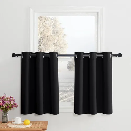 Miniatura 120 de NICETOWN Cortinas opacas de cocina para ventana sobre el fregadero, aislamiento térmico, decoración del hogar, pequeños niveles opacos con ojales