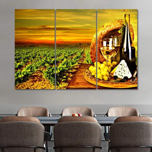 Miniatura 83 de Obra de arte para paredes del hogar, 3 paneles de letras de vino tinto, pinturas de corcho, impresiones HD, arte de pared de corcho de vino sobre
