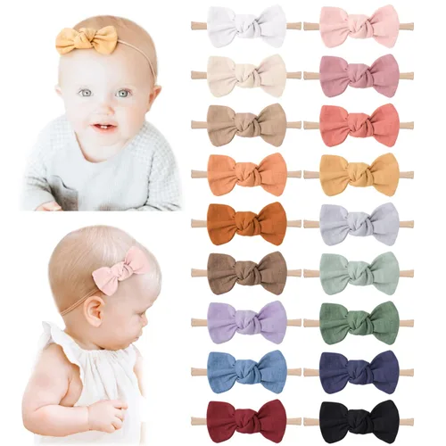 Miniatura 9 de Niceye Accesorios para el cabello hechos a mano: 12 paquetes de diademas elásticas de nailon y moños para recién nacidos, bebés y niñas pequeñas