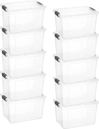 Miniatura 20 de Superio Contenedor de plástico transparente de 7.4 cuartos con tapa, no tóxico, sin BPA, sin olor, caja de almacenamiento organizadora, recipiente