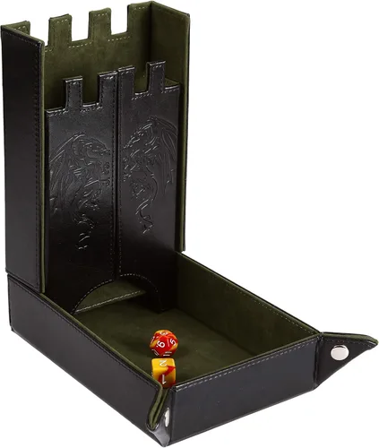 Miniatura 11 de Forged Dice Co. Draco Castle - Bandeja plegable para dados y torre de dados, bandeja plegable para dados DND y torre de bandeja rodante de dados