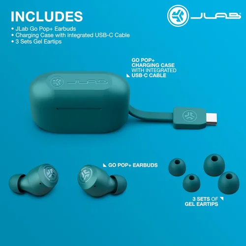 Miniatura 30 de JLab Go Air Pop+ Auriculares Verdaderamente Inalámbricos, Auriculares Intraaurales, Auriculares Bluetooth, 35H de Tiempo de Reproducción, Menta