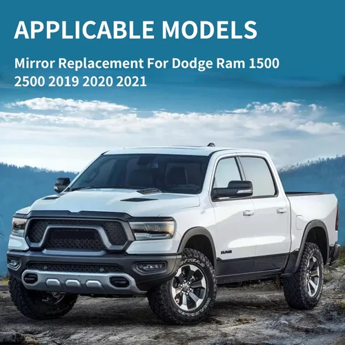 Miniatura 6 de Espejo lateral del pasajero de repuesto para Dodge Ram 1500 2500 2019 2020 2021 – Espejo lateral derecho, espejo retrovisor de vidrio