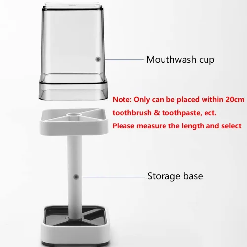 Miniatura 5 de El soporte para cepillos de dientes con taza/cubierta contiene 3 ranuras, compatible con cepillos de dientes convencionales, puede almacenar pasta