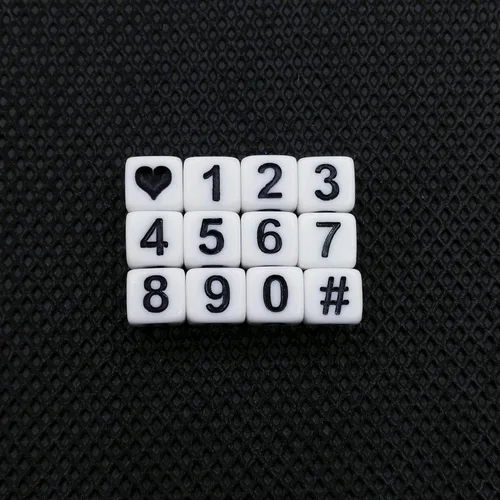 Miniatura 3 de Amaney 400 cuentas de números cuadrados de acrílico blanco de 0.236 x 0.236 in de cuentas de números mixtos de plástico acrílico forma de cubo