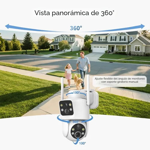 Miniatura 4 de TKENPRO Cámaras de seguridad solar de doble lente inalámbricas para exteriores, video Full HD 2K, visión de 360° Pan/Tilt Cámara de seguridad