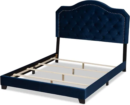 Miniatura 5 de Baxton Studio Plataforma, Queen, azul marino/negro
