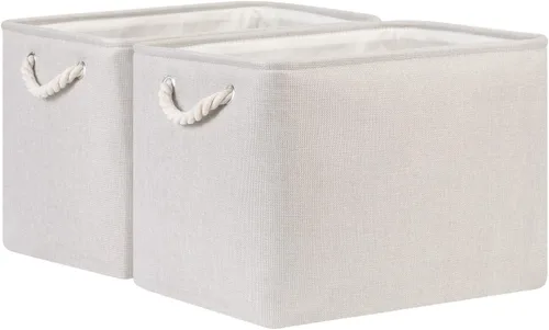 Miniatura 61 de Bidtakay Cestas de almacenamiento de tela con asas [paquete de 2] organizador de lona grande de 16 x 11.8 x 11.8 pulgadas, canastas altas plegables