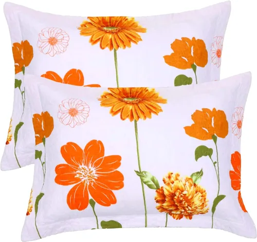 Miniatura 7 de EVENHUG Juego de 2 fundas de almohada acolchadas de girasol naranja, fundas de almohada florales a juego con decoración de ropa de cama