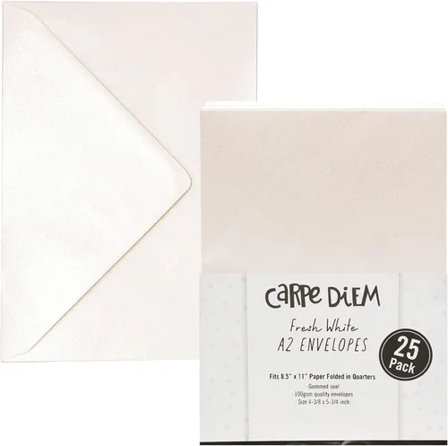 Miniatura 2 de Pukka Pad, Carpe Diem - Sobres engomados para tarjetas de felicitación e invitaciones, paquete de 25 sobres blancos frescos, A2, 4.38 x 5.75 pulgadas