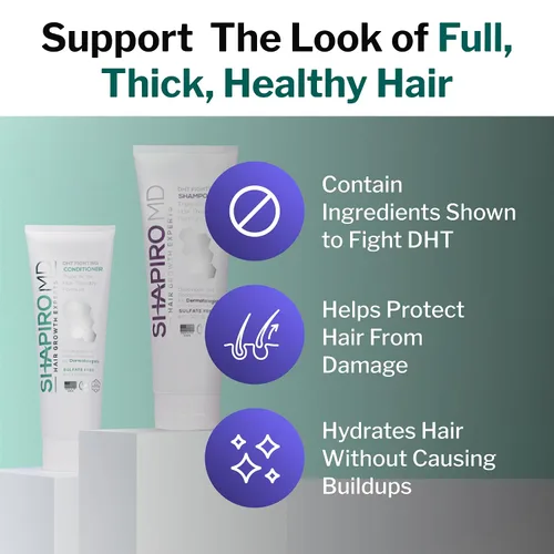 Miniatura 3 de Shapiro MD Hair Growth Experts Champú y Acondicionador contra la Caída del Cabello, Fórmula Vegana Anti-DHT para Cabello Adelgazado Desarrollada por