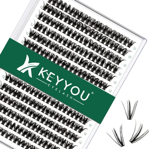 Miniatura 13 de Kit de extensión de pestañas DIY KEYYOU 300 piezas, kit de racimos de pestañas con removedor de pegamento y aplicador, fácil de usar