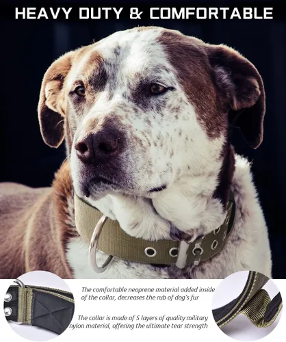 Miniatura 3 de Collar de perro grande resistente – 2 pulgadas de ancho con asa para perros de razas extra grandes, collar táctico de nailon a prueba de mordidas