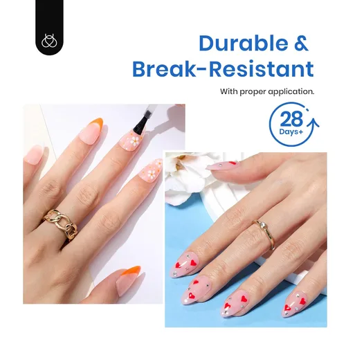 Miniatura 6 de Beetles Puntas de uñas de gel, set de extensión de uñas suaves 504 piezas, 12 tamaños, puntas de uñas cortas de almendra transparentes pre-dadas