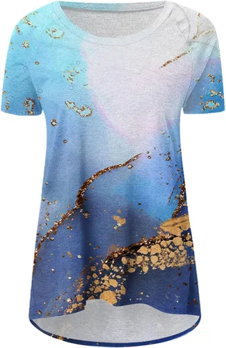 Miniatura 4 de Shirts for Women Dressy Casual 2023 Tshirts Loose Fitting Tops Flowy Hawaiian 70S Tops Short Sleeve T-Shirts