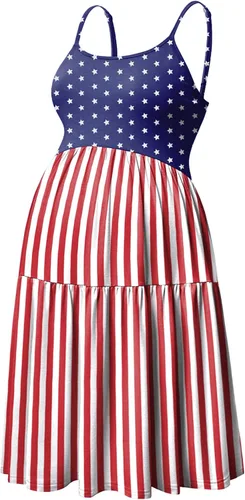 Miniatura 92 de GINKANA Vestido de maternidad sin mangas para mujer, con tirantes ajustables, vestido casual de verano para uso diario o baby shower