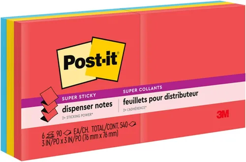 Miniatura 11 de Post-it Dispensador de notas emergentes súper adhesivas, 6 blocs de notas adhesivas, 3 x 3 pulgadas, 2 veces más poder de adherencia, suministros