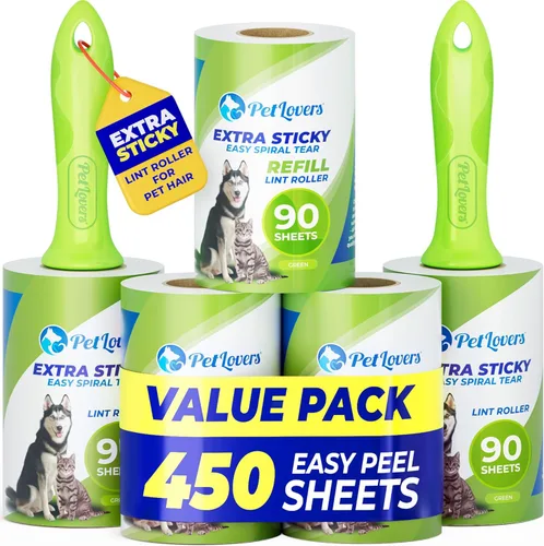 Miniatura 11 de PetLovers Juego de rodillo extra pegajoso para depilación de mascotas y ropa, removedor de pelusa de perros y gatos (azul, paquete de 4 mini)