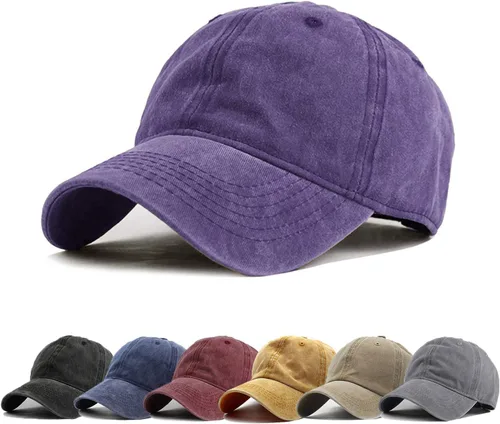 Miniatura 18 de HH HOFNEN Gorra de béisbol de algodón de sarga lavada y desgastada, vintage, ajustable, para hombre y mujer