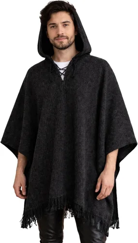 Poncho de lana de alpaca Gamboa para hombre, panchos mexicanos con capucha para adultos, poncho de vaquero y estilo western hippie para hombre