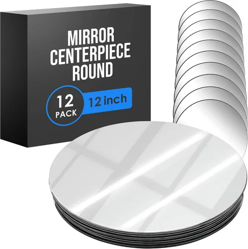 Miniatura 10 de Houseables Mirror Centerpieces for Tables, Round Mirrors for Centerpieces, Mirrored Trays, Round Table Plate Tray, Circle, Glass Charger, Wedding
